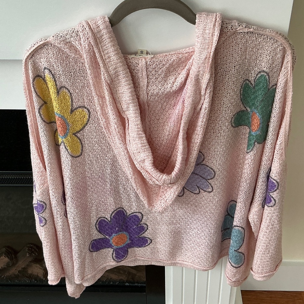 New POL Floral Knit Sweater Hoodie size Small - Picture 2 of 4